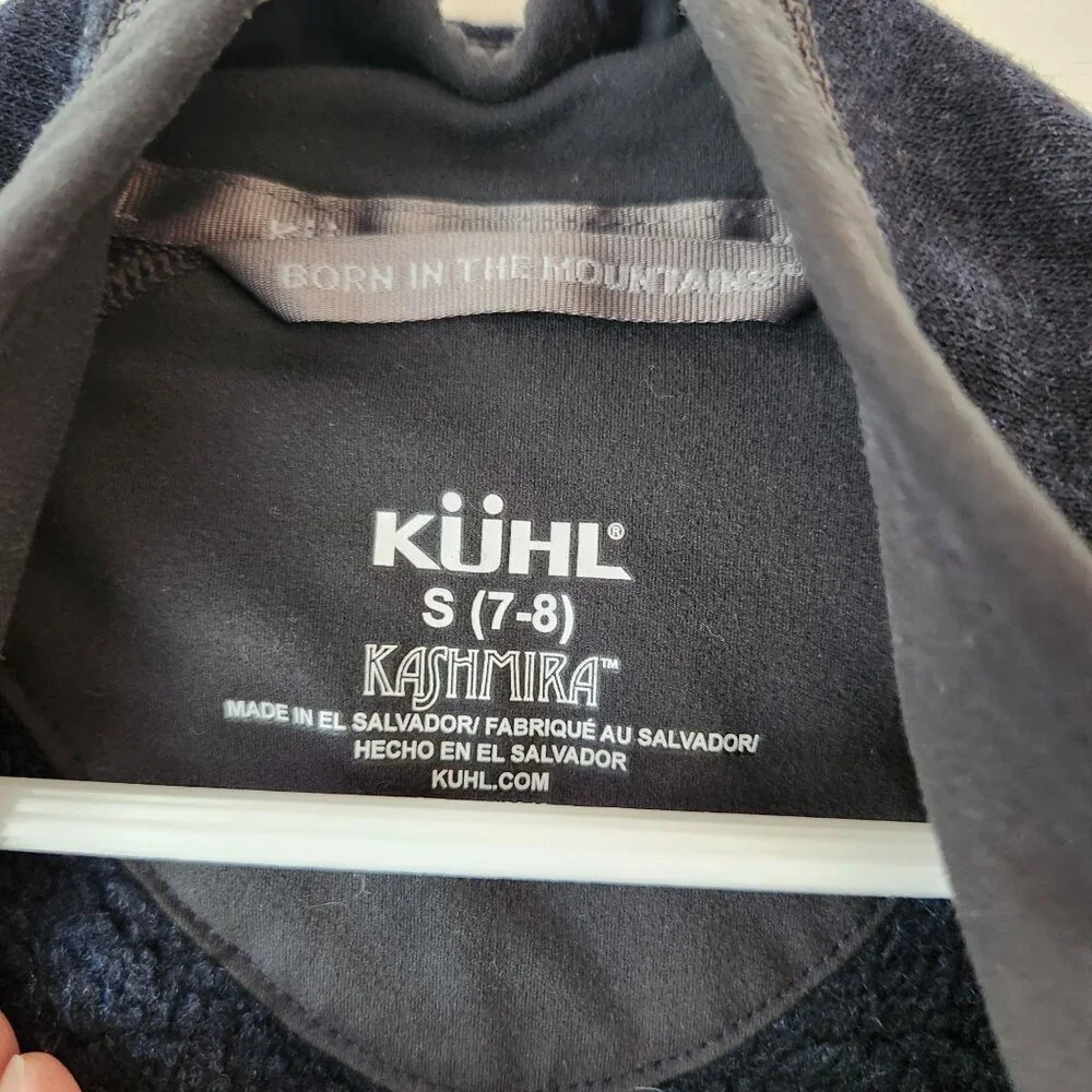 Kuhl Kashmina Blue Quarter Zip Pullover Sweater Hiking Camping Youth Boys S 7-8